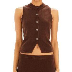 SER.O.YA Alani Knit Vest Coconut Brown Linen Cotton Size Medium